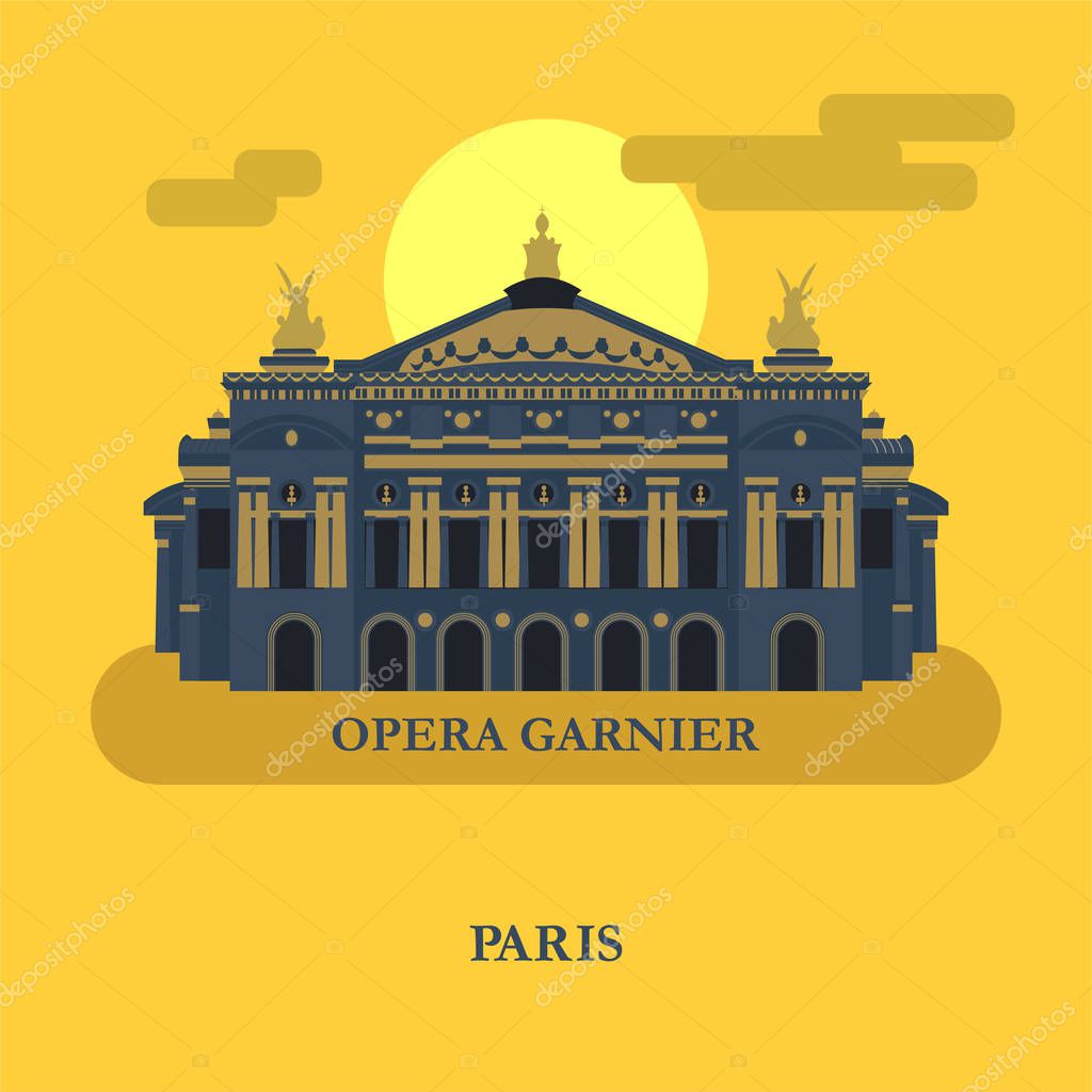 Opera Garnier in Paris. France. Vector illustration.