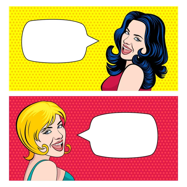 Comic pop art girl character. Vector illustration.  Speech Bubble drawn Pop Art Style. — Stock Vector