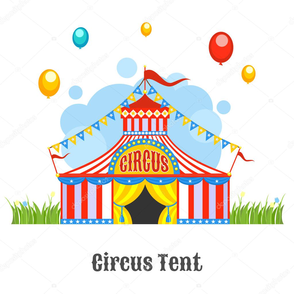 Circus tent, vector illustration. Isolated on a white background