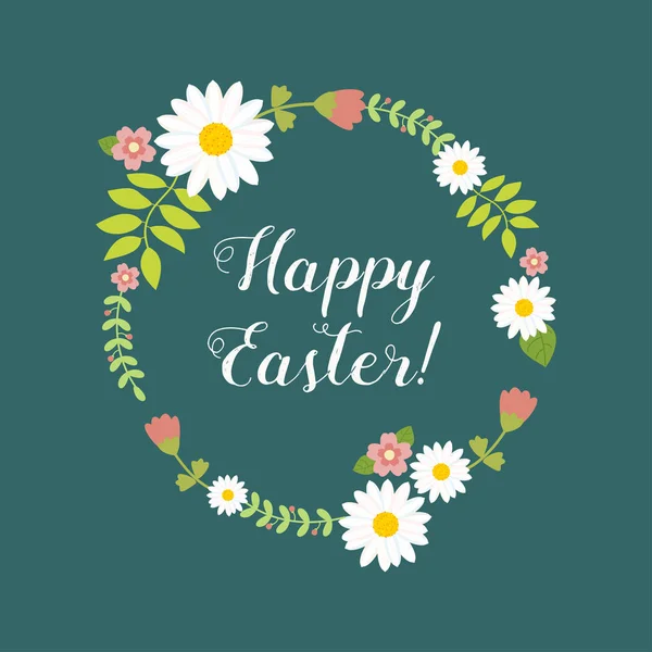 Buona Pasqua! Illustrazione di cartoline vettoriali. Una ghirlanda di fiori di primavera . — Vettoriale Stock