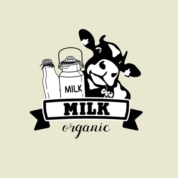 The emblem of the cow and the milk. — Stock Vector