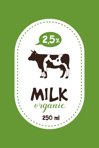 Vektor Etikett Milch. Kuh. Bio-Milchprodukte. — Stockvektor