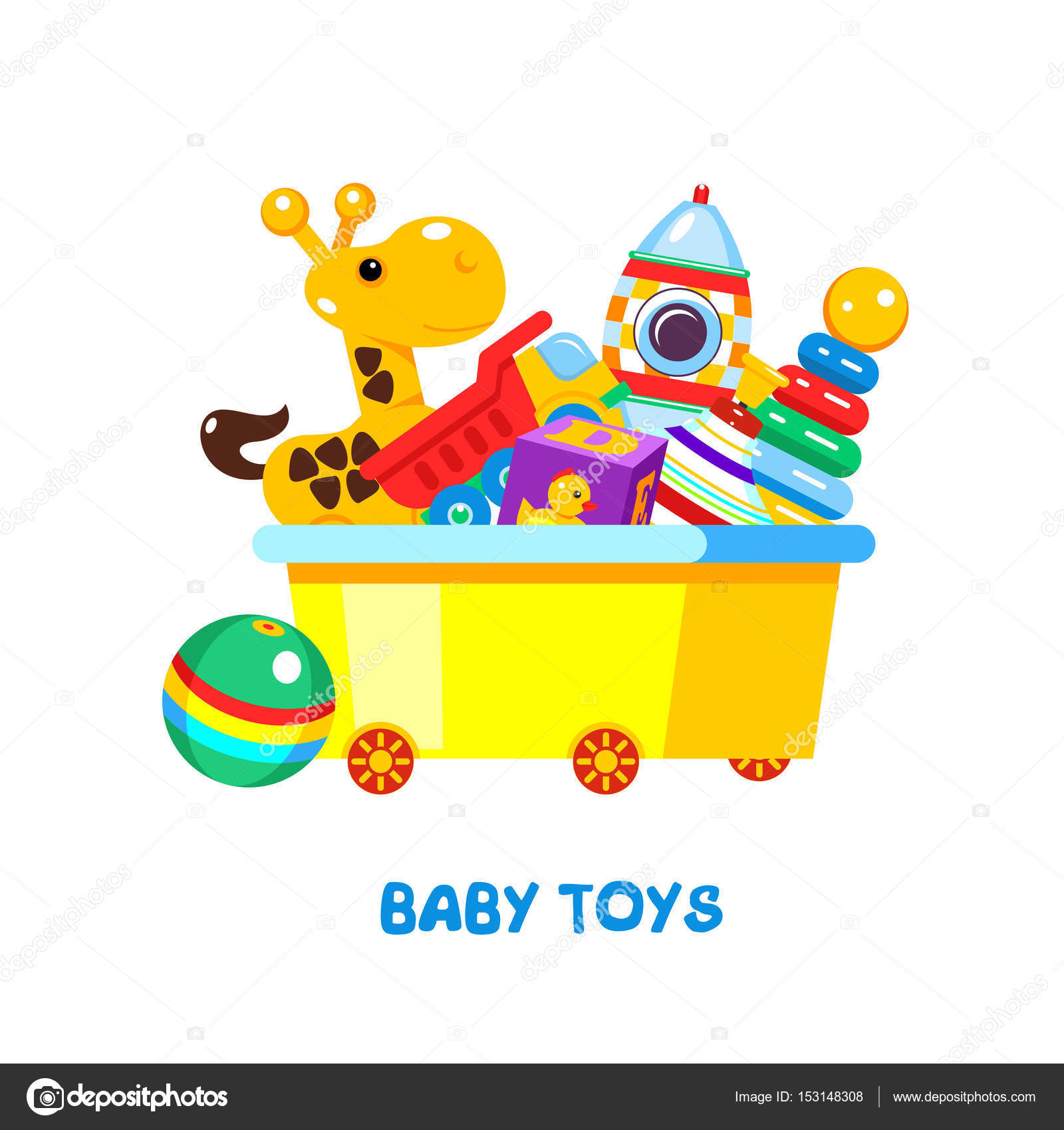 caminhão de brinquedo rosa e amarelo, ilustração, vetor em um