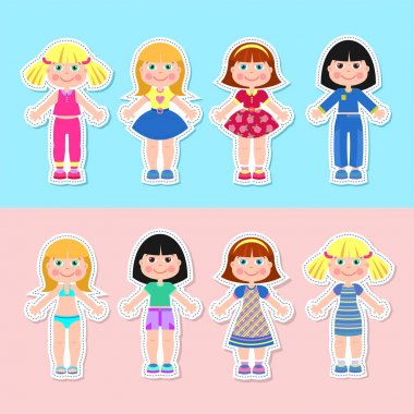 Ayarla kağıt güzel kızlar-bebek.