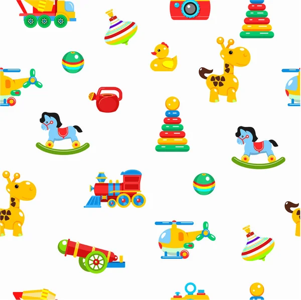 Modèle sans couture jouets pour enfants. Illustration colorée . — Image vectorielle