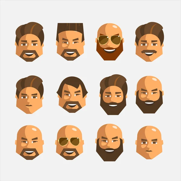 Conjunto de peinados diferentes hombres. Aislado sobre un fondo blanco . — Vector de stock