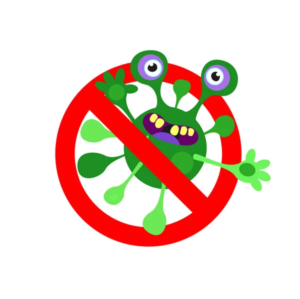 Teken is verboden. Schadelijke bacteriën en virussen. Vectorillustratie. Geïsoleerd op een witte achtergrond. — Stockvector
