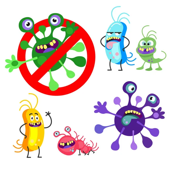 Slechte virussen en bacteriën. Geïsoleerd op een witte achtergrond. Vector stripfiguren. — Stockvector