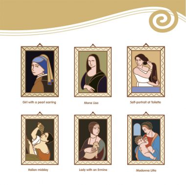Set of vector icons of paintings by famous artists. clipart