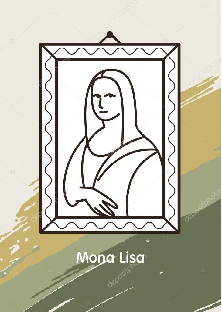 Vector illustration of painting of the great Leonardo. Mona Lisa. The background color palette of the picture.