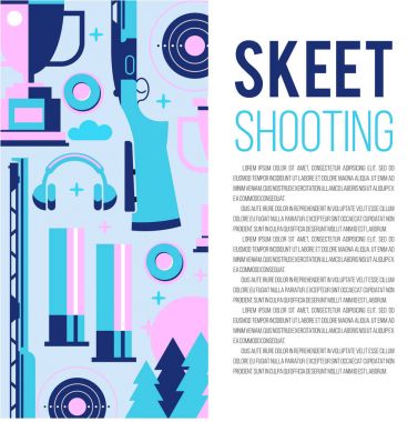Metin için yer ile vektör tasarım öğeleri kümesi. Vektör çizim. Skeet Atıcılık.