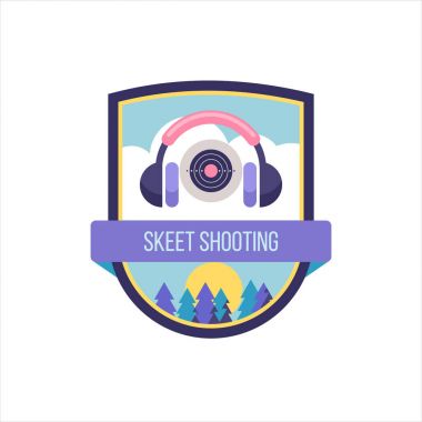 Skeet Atıcılık. Vektör logosu Spor Kulübü.