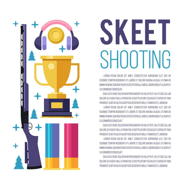 Set of vector design elements with place for text. Shooting Skeet. — Stock Vector