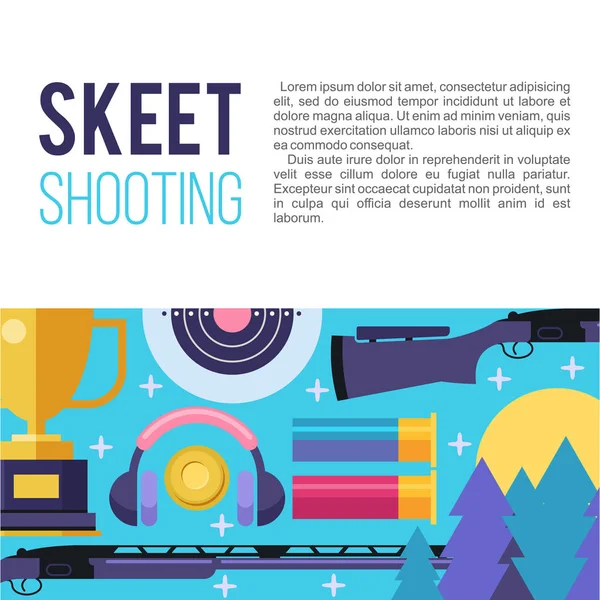 Shooting Skeet. Set of colored vector design elements with place for text. Vector illustration. — Stock Vector