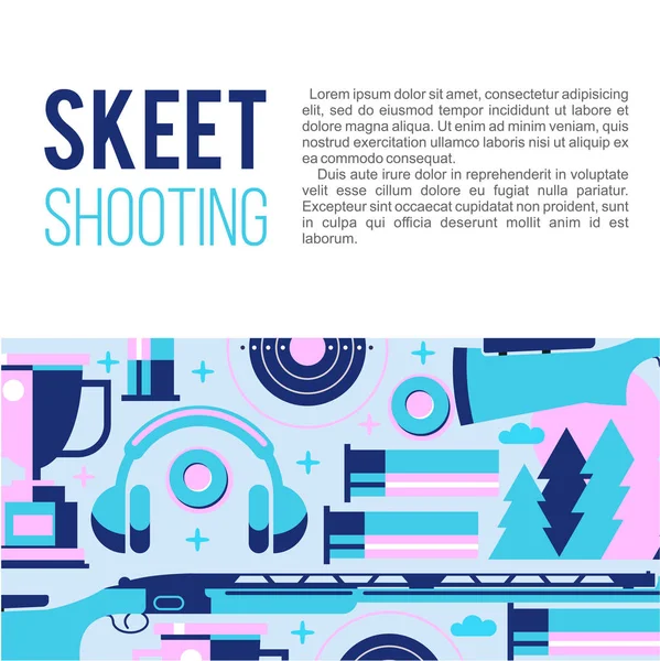 Skeet Atıcılık. Metin için yer ile vektör tasarım öğeleri kümesi. Vektör çizim.