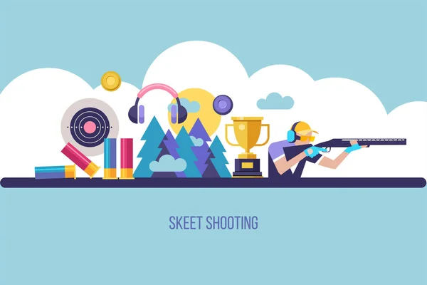 Skeet neerschieten. De elementen van het ontwerp. Een verzameling vectorelementen. Vectorillustratie. — Stockvector