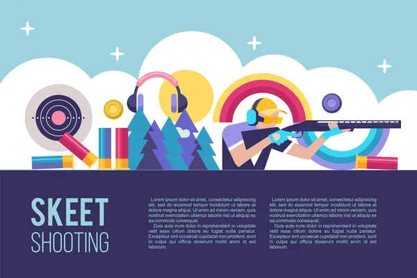 Shooting Skeet. Vector illustration with place for text. — Stock Vector