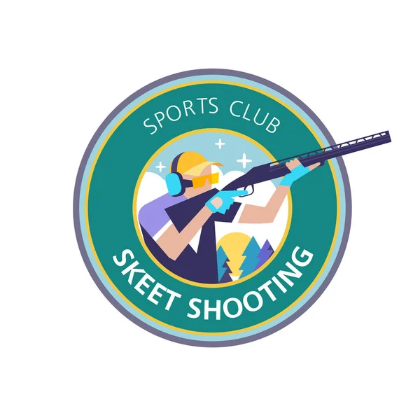 Skeet lövészet. Vektor logo, embléma, sport club. — Stock Vector