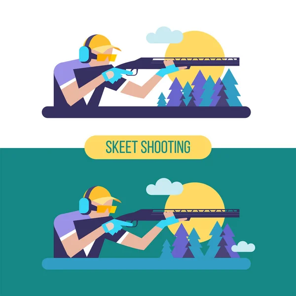 Skeet shooter. A professional sport. Vector emblem. — Stock Vector