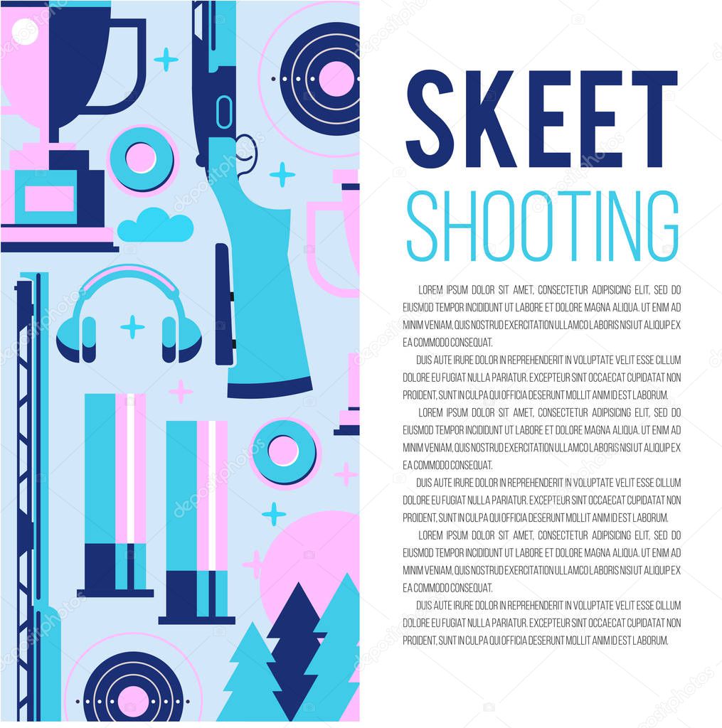 Set of vector design elements with place for text. Vector illustration. Shooting Skeet.