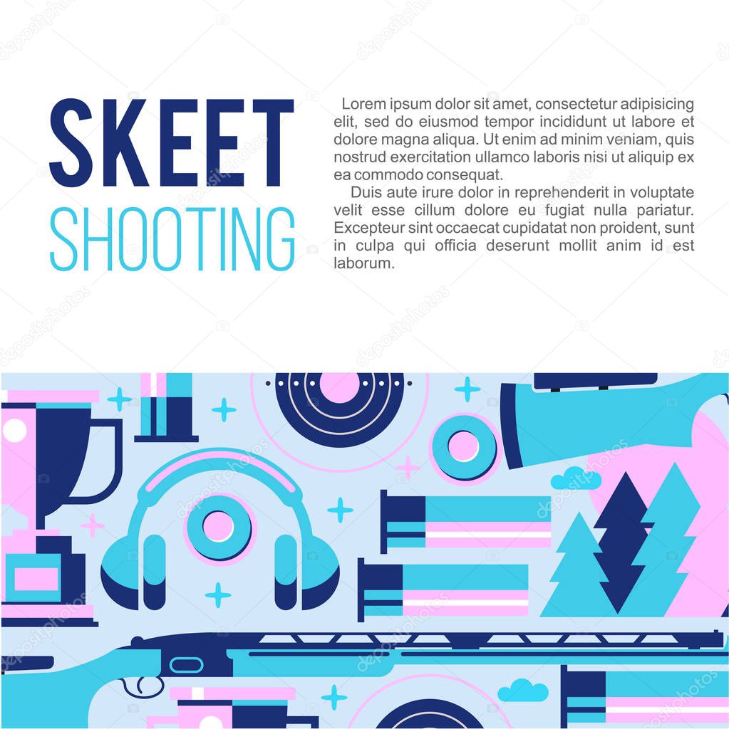 Shooting Skeet. Set of vector design elements with place for text. Vector illustration.