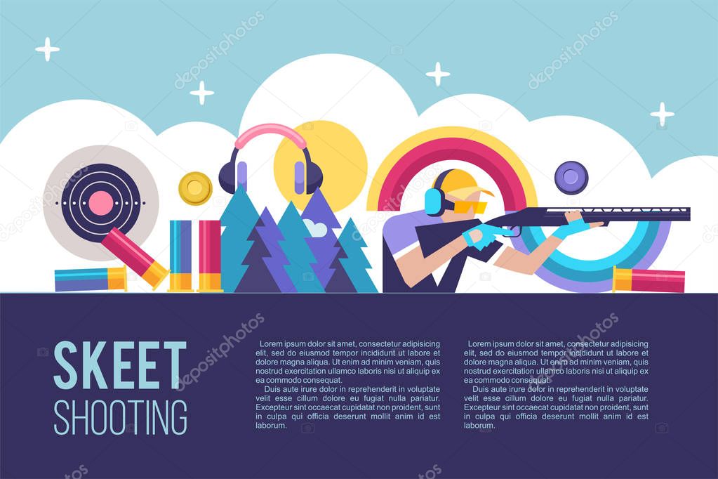 Shooting Skeet. Vector illustration with place for text.