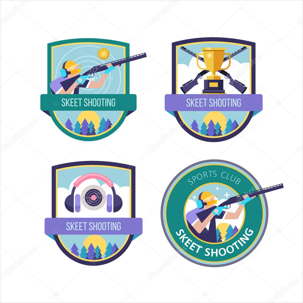 Shooting Skeet. Vector set of logos.
