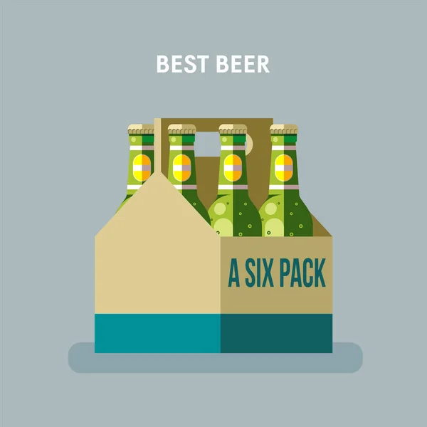 Bottiglie di birra, confezione da sei, illustrazione vettoriale . — Vettoriale Stock