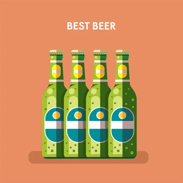 Bottiglie di birra, illustrazione vettoriale . — Vettoriale Stock