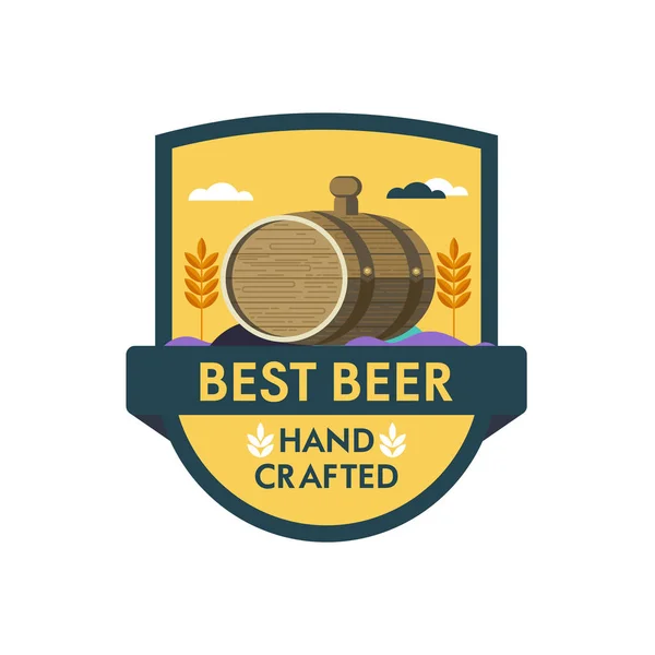 Keg of beer. Vector logo. The best beer. Hand crafted. — Stock Vector