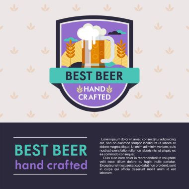 Logo, bira, bira bar. Bira kupa ve arpa spike. Vektör amblemi.