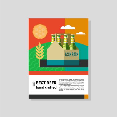 Şişe birası ambalaj. Renkli vektör çizim. En iyi bira.