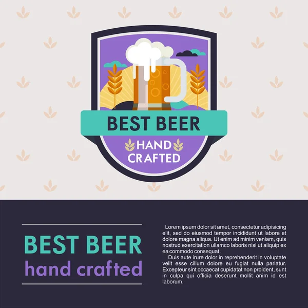 Logo, bira, bira bar. Bira kupa ve arpa spike. Vektör amblemi.