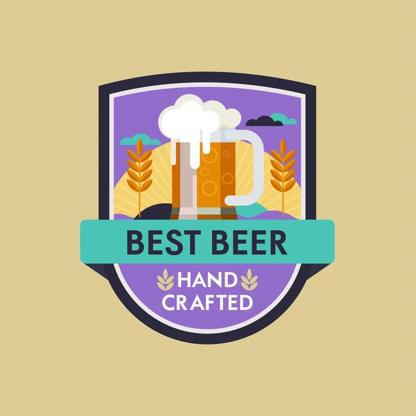 Vektör logo bira bardağı. En iyi bira el hazırlanmış. — Stok Vektör