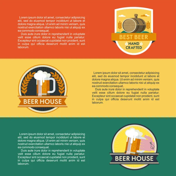 Vektorsatz von Logos. Banner mit Platz für Text. das beste Bier, ein Bierhaus. — Stockvektor