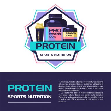 Vektör logo, amblem. Spor ve beslenme, protein.