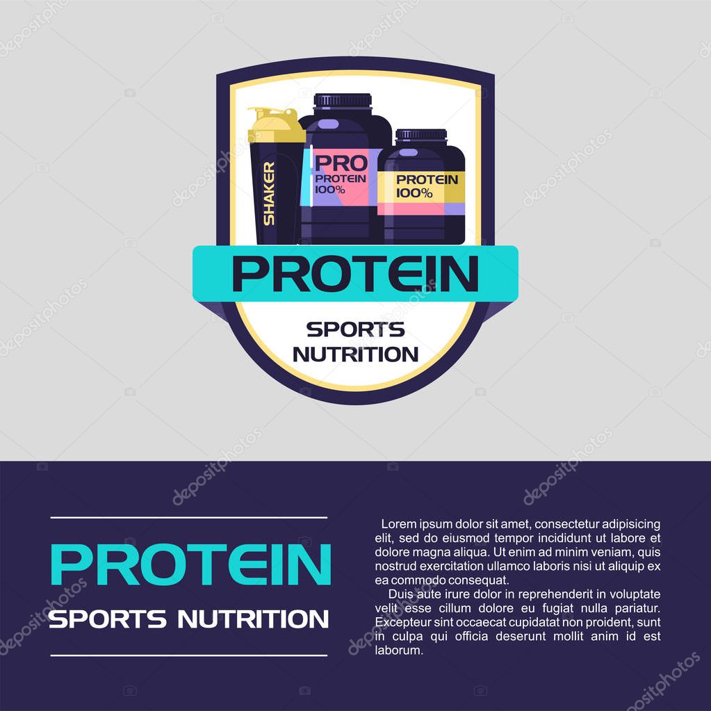 Vector logo, emblem. Protein, sports nutrition.