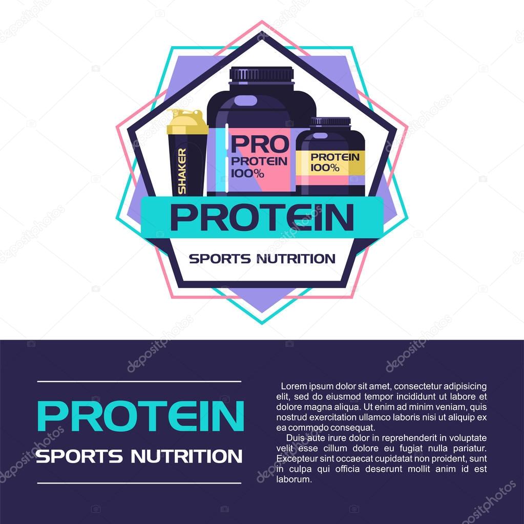 Vector logo, emblem. Sports nutrition, protein.