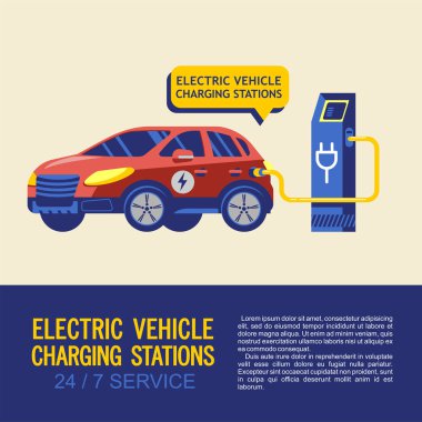 Elektrikli araç şarj istasyonu. Hizmet elektrikli araçlar.