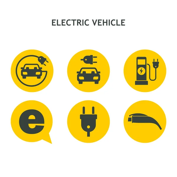 Veicolo elettrico. Set di icone vettoriali. Servizio di veicoli elettrici . — Vettoriale Stock