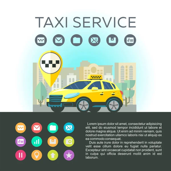 Vector logos servicio de taxi. Taxi aplicación móvil. Conjunto de iconos para la aplicación móvil. Servicio de taxi . — Vector de stock