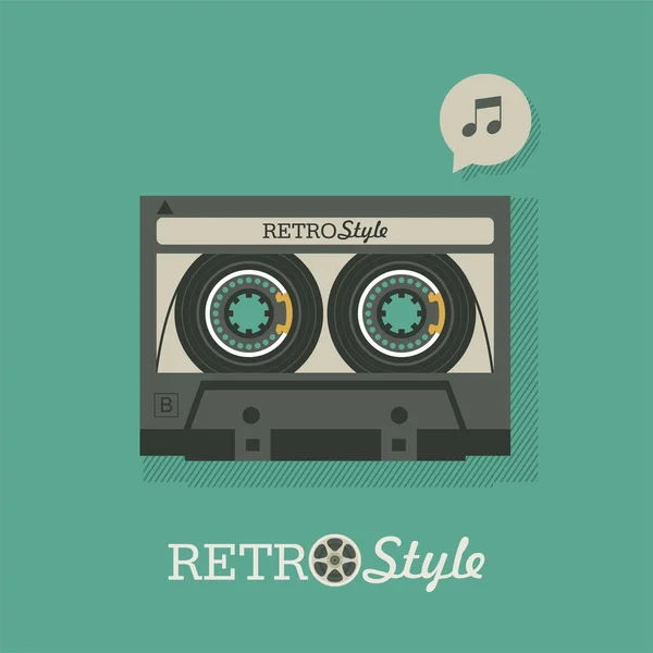 Cassette tape. Vintage logo, emblem. Vector illustration in retro style. — Free Stock Photo