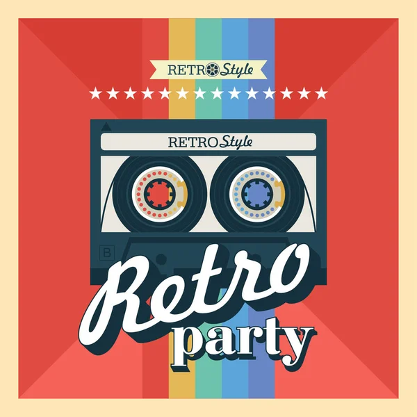 Cassettebandje. Vectorillustratie, logo. Retro feest. — Stockvector