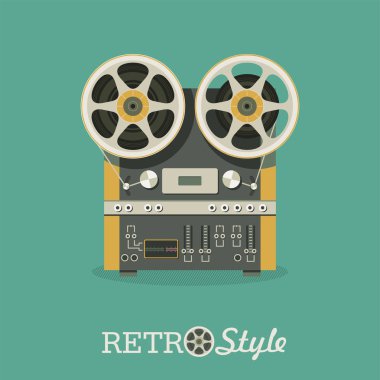 Vintage reel için kayıt cihazı. Retro tarzı resimde vektör.