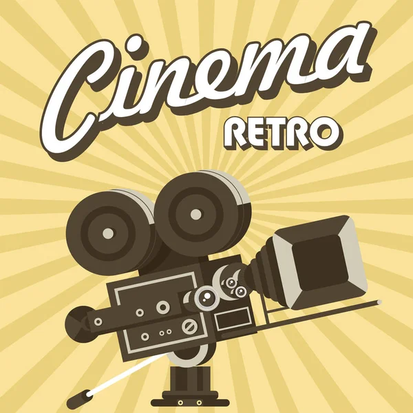Oldtimer-Filmkamera. Plakat im Vintage-Stil. Retro-Kino. — Stockvektor