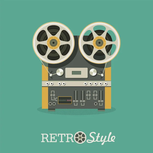 Vintage reel için kayıt cihazı. Retro tarzı resimde vektör. — Stok Vektör