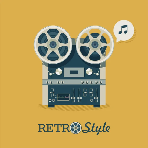 Vintage reel için kayıt cihazı. Logo, kutsal kişilerin resmi. Retro tarzı resimde vektör. — Stok Vektör