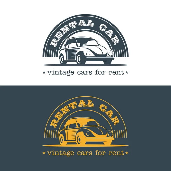 Vintage car rental. Vector logo, logo. Logo for shop of cars, car hire. — Stock Vector