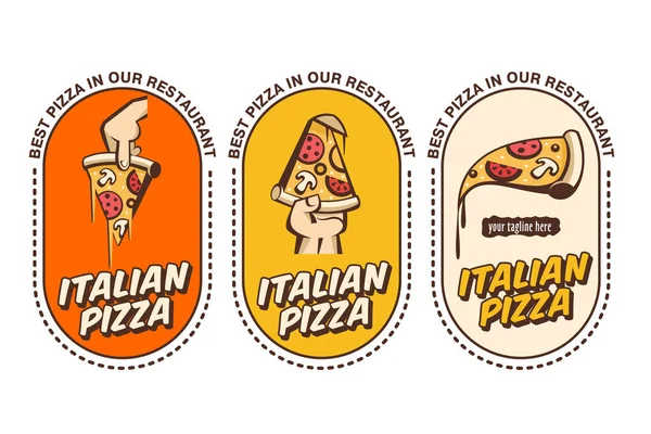 Bästa italienska pizza. Vector uppsättning med logotyper för pizzerior. — Stock vektor