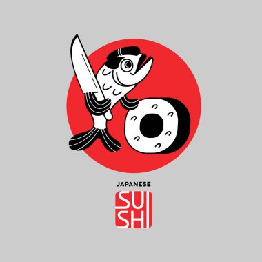 Logo suşi Japon restoran 3 için.